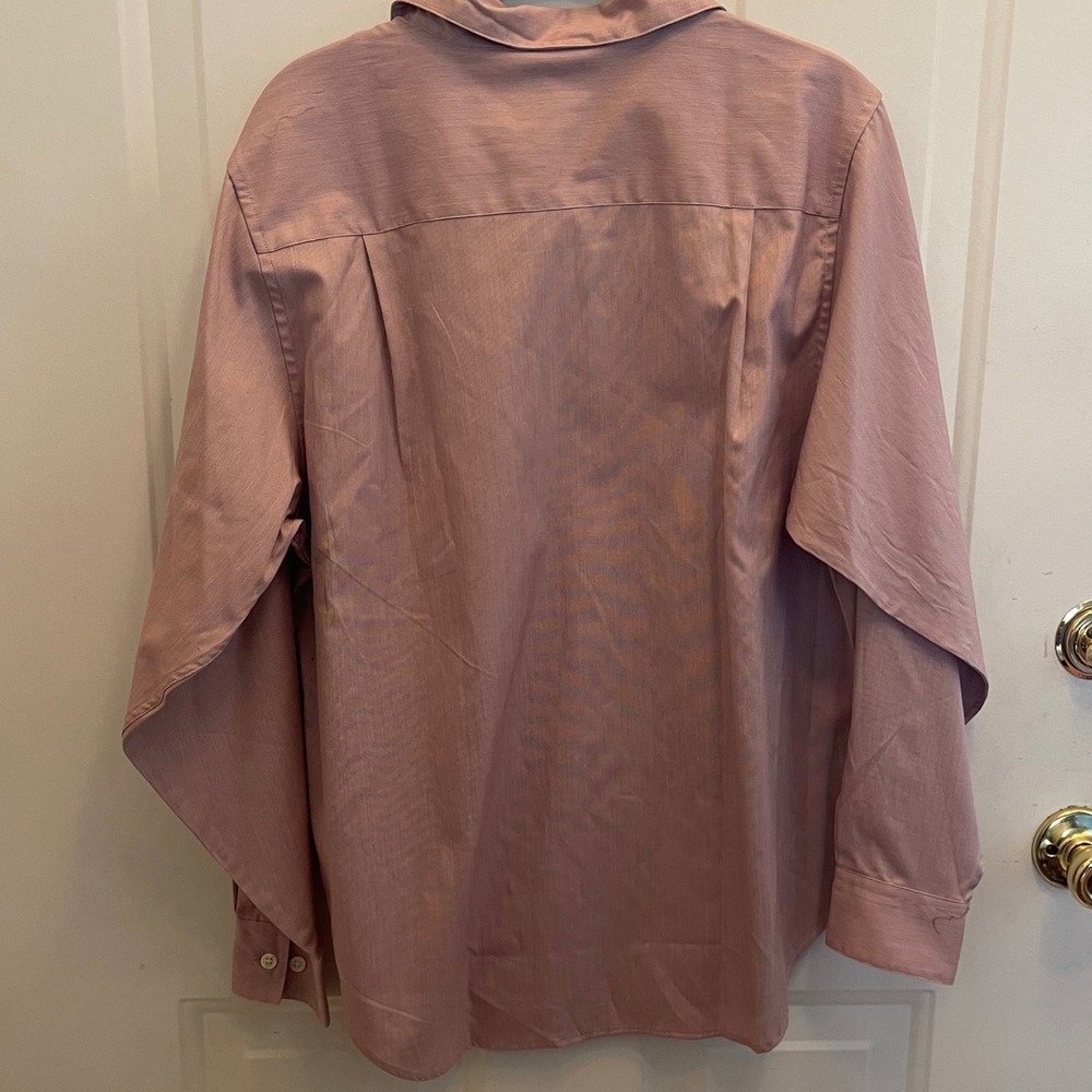 LL Bean Womens Medium Mauve Pink Striped Button Down Long Sleeve Shirt Top - Picture 5 of 6